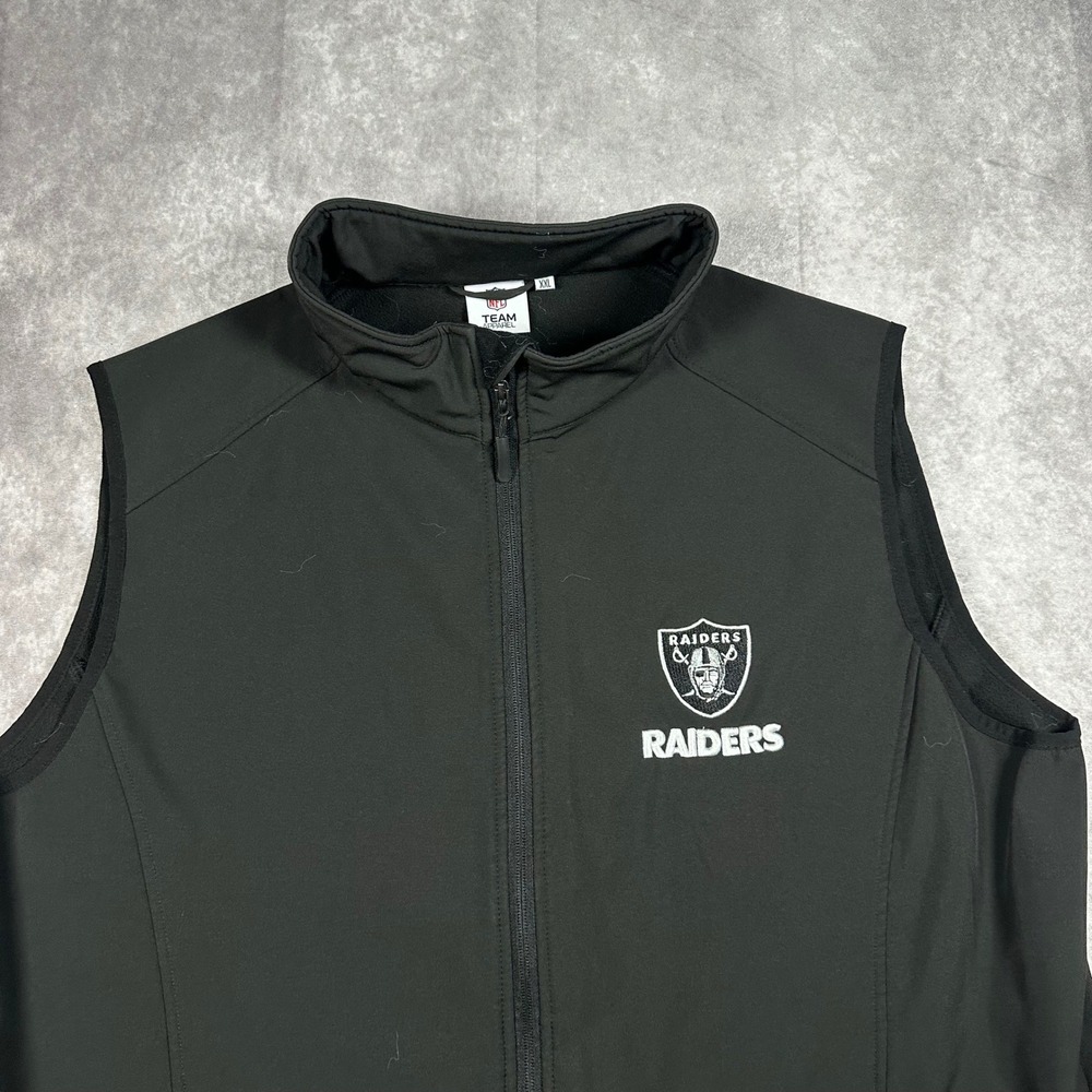 NFL Team Apparel Las Vegas Raiders Vest Mens XXL Black Softshell Full Zip - Picture 3 of 7